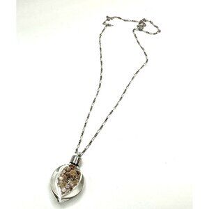 Glass Teardrop Necklace With Seashells with Sterling silver chain